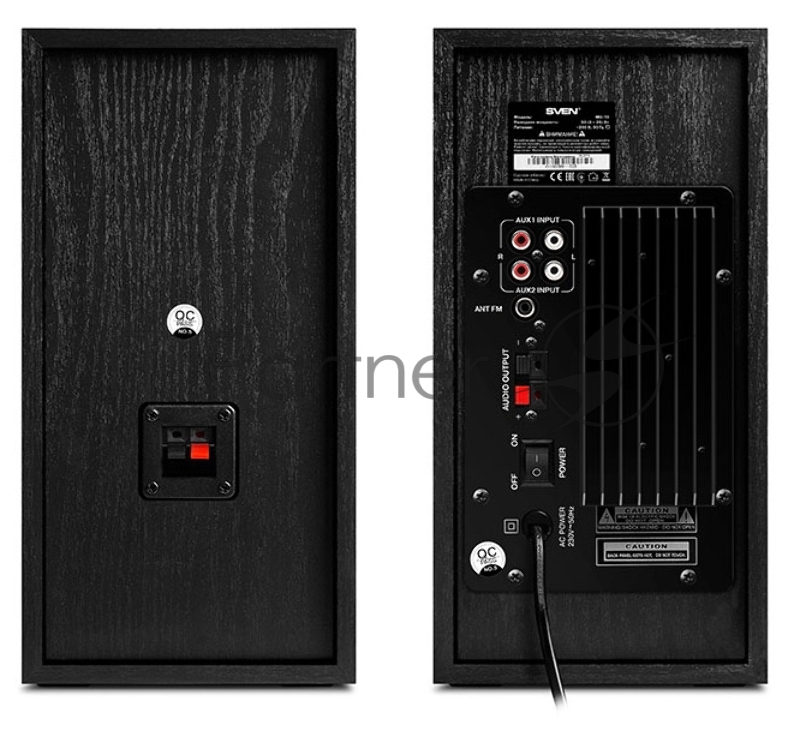 Акустическая система 2.0 SVEN MC-10, чёрный, мощность 2x25Вт (RMS), FM-тюнер, USB/microSD, дисплей, пульт ДУ, Bluetooth SVEN MC-10, чёрный, акустическая система 2.0, мощность 2x25Вт (RMS), FM-тюнер, USB/microSD, дисплей, пульт ДУ, Bluetooth