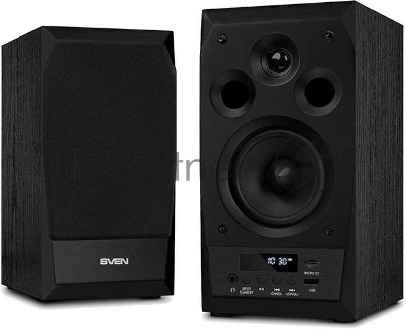 Акустическая система 2.0 SVEN MC-10, чёрный, мощность 2x25Вт (RMS), FM-тюнер, USB/microSD, дисплей, пульт ДУ, Bluetooth SVEN MC-10, чёрный, акустическая система 2.0, мощность 2x25Вт (RMS), FM-тюнер, USB/microSD, дисплей, пульт ДУ, Bluetooth