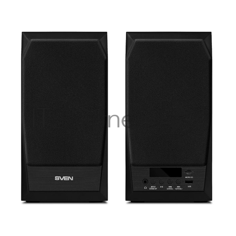 Акустическая система 2.0 SVEN MC-10, чёрный, мощность 2x25Вт (RMS), FM-тюнер, USB/microSD, дисплей, пульт ДУ, Bluetooth SVEN MC-10, чёрный, акустическая система 2.0, мощность 2x25Вт (RMS), FM-тюнер, USB/microSD, дисплей, пульт ДУ, Bluetooth