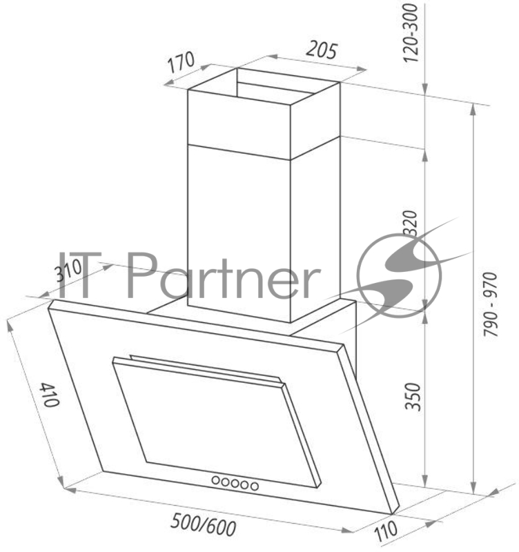 Вытяжка каминная Maunfeld TOWER C 50 белый управление: кнопочное (1 мотор)