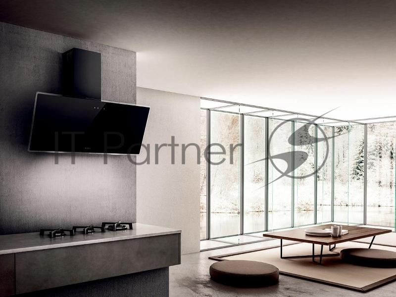 Вытяжка ELICA наклонная, 90см, 1200 м3, сенсорное управление, черное стекло