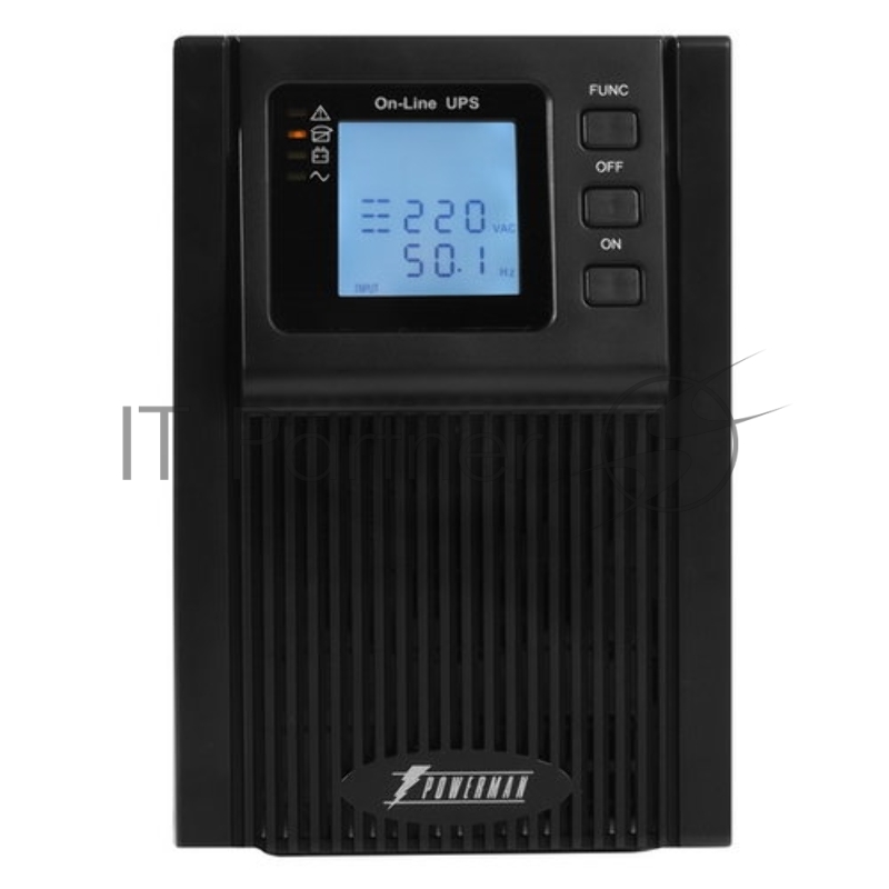 Источник бесперебойного питания UPS POWERMAN Online 1000, LCD, double conversion, 1000VA, 900W, 4 pieces IEC320 C13 with redundant power supply, USB, RS232, SNMP slot, EPO connector, battery 12V 9Ah 2 pieces, 1 cable C13/C14, 144 x 209 x 293 mm., 9.1