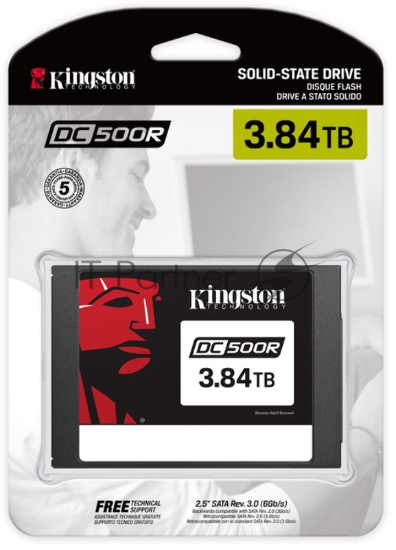 Твердотельный накопитель Kingston 3840GB SSDNow DC500R (Read-Centric) SATA 3 2.5 (7mm height) 3D TLC