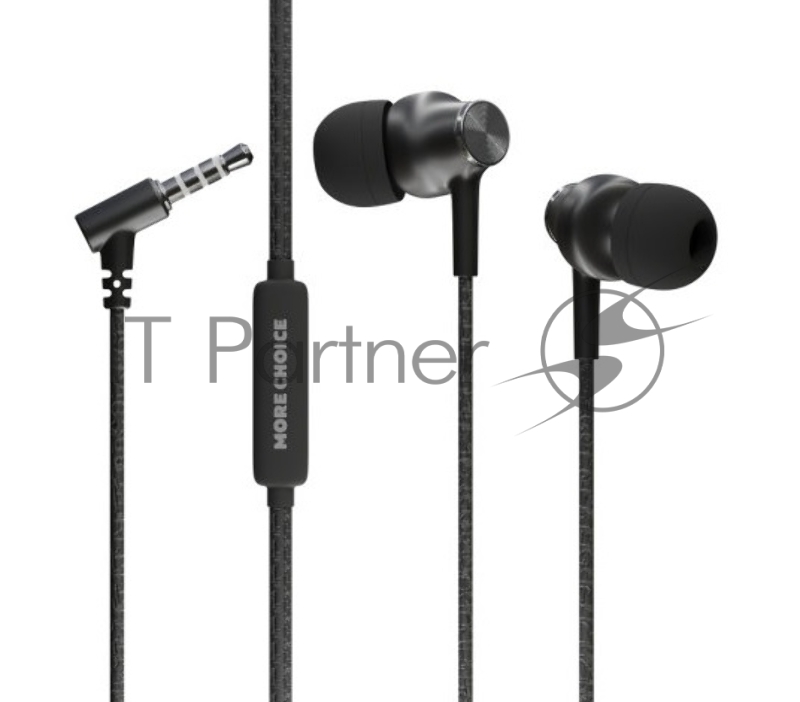 Наушники вакуумные AUX разъём с МК без рег.громкости длина 1.1м More Choice G20 (Black)