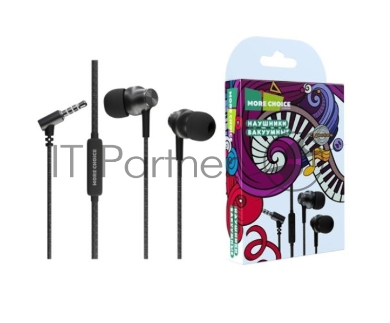 Наушники вакуумные AUX разъём с МК без рег.громкости длина 1.1м More Choice G20 (Black)