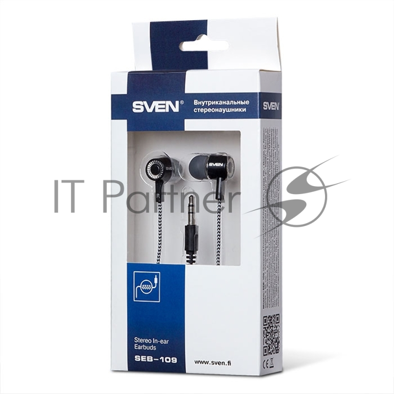 Внутриканальные стереонаушники SVEN E-109, черный-серый