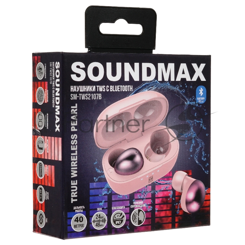 Наушники SOUNDMAX SM-TWS2107B(розовый)