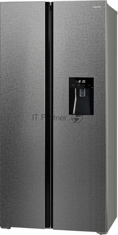 Холодильник HIBERG RFS-484DX NFXq inverter NoFrost Side-by-side ШхГхВ: 836х636х1780 мм V=476/436 л (271л/165л) Класс A++ Фреон R600a Клим. кл. SN, T 42 дБ LED освещение. Фантомный дисплей. Нерж. Отделка полок и ящиков. Внутренний ледогенератор, К
