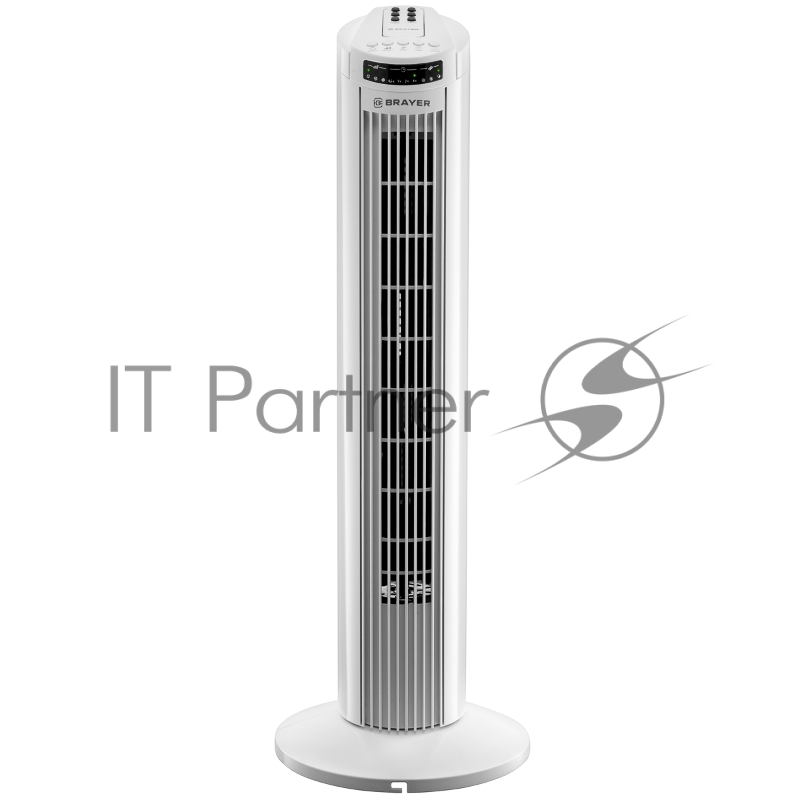 Колонный вентилятор BRAYER BR4958WH, механ.упр.,пульт ДУ,вращение90°,мощ-ть50Вт,защи от перегрева
