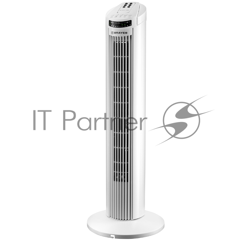Колонный вентилятор BRAYER BR4958WH, механ.упр.,пульт ДУ,вращение90°,мощ-ть50Вт,защи от перегрева