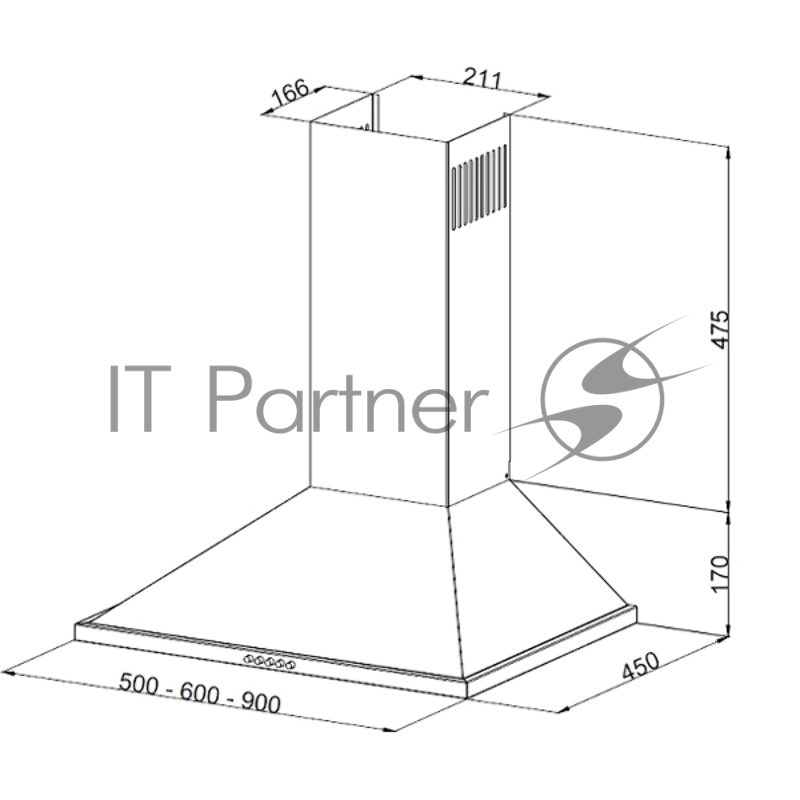 Вытяжка купольная, retro, 60 см, механический контроль, 3 скорости работы, производительность 690 м3/ч, бежевый, металл, галогенное освещение, 600х450х170-645 мм.