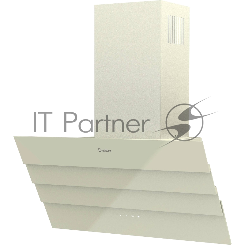 Наклонная вытяжка, 60 см, электронное управление, сенсорная панель, 3 скорости работы, производительность 920 м3/ч, LED освещение, бежевый, металл, стекло, 600х355х395-607 мм.