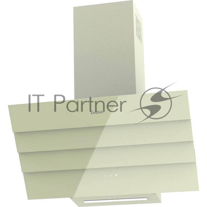 Наклонная вытяжка, 60 см, электронное управление, сенсорная панель, 3 скорости работы, производительность 920 м3/ч, LED освещение, бежевый, металл, стекло, 600х355х395-607 мм.