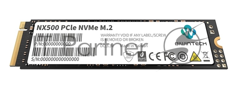 Накопитель SSD M.2 BiwinTech 256Gb NX500 Series <82P1B8#G> (PCI-E 3.0 x4, up to 1900/1300MBs, 3D NAND, 140TBW, 22х80mm)
