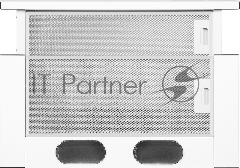 Встраиваемая вытяжка 60 см, 600 м3/ч, телескопическая, 2 алюминиевых жировых фильтра, стеклянная панель, белый цвет