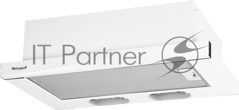 Встраиваемая вытяжка 60 см, 600 м3/ч, телескопическая, 2 алюминиевых жировых фильтра, стеклянная панель, белый цвет