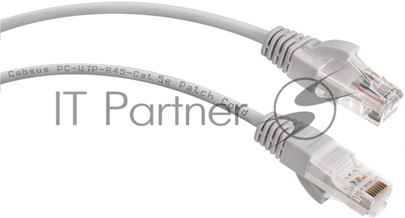 Патч-корд Cabeus PC-UTP-RJ45-Cat.5e-5m U/UTP, категория 5е, 2xRJ45/8p8c, неэкранированный, серый, PVC, 5м