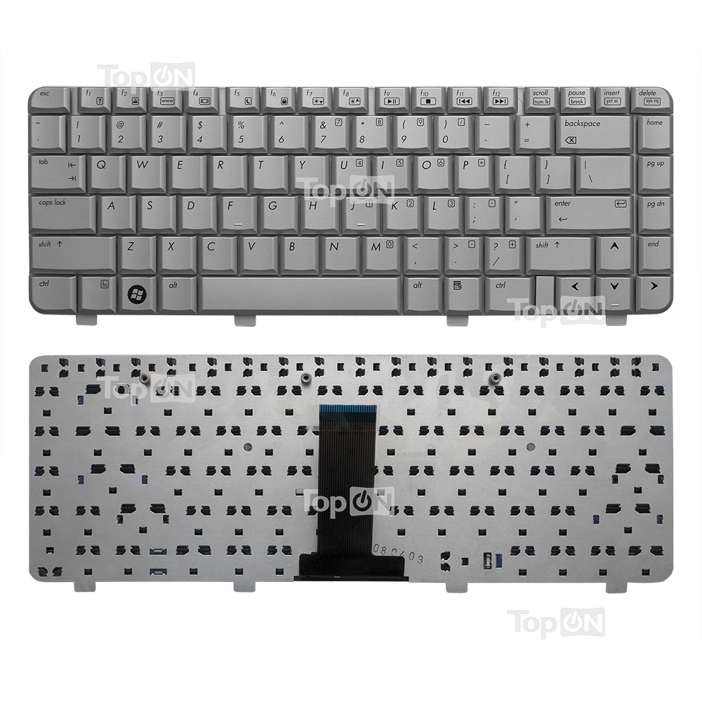 Клавиатура для ноутбука HP Pavilion DV2000, DV2020, DV2040, DV2050, DV2130 Series. Плоский Enter. Серебристая, без рамки. NSK-H520R, 9J.N8682.20R.