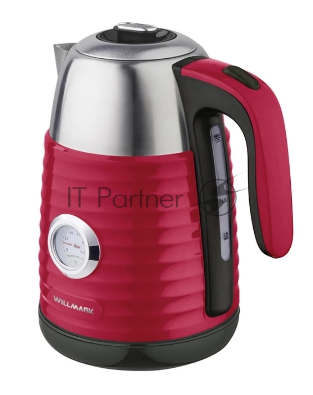 Чайник эл. WILLMARK WEK-1738PST (1.7л, двойные стенки, эффект термоса, термометр, 2200Вт) Красный