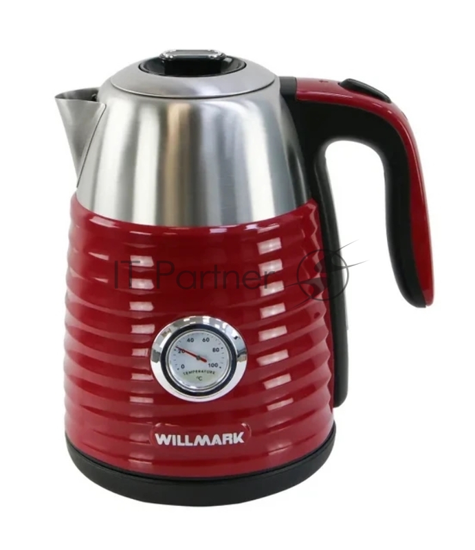 Чайник эл. WILLMARK WEK-1738PST (1.7л, двойные стенки, эффект термоса, термометр, 2200Вт) Красный
