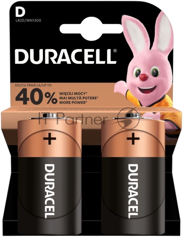 Элемент питания алкалиновый D/LR20/MN 1300 BP-2 (блист.2шт) Duracell Б0014055