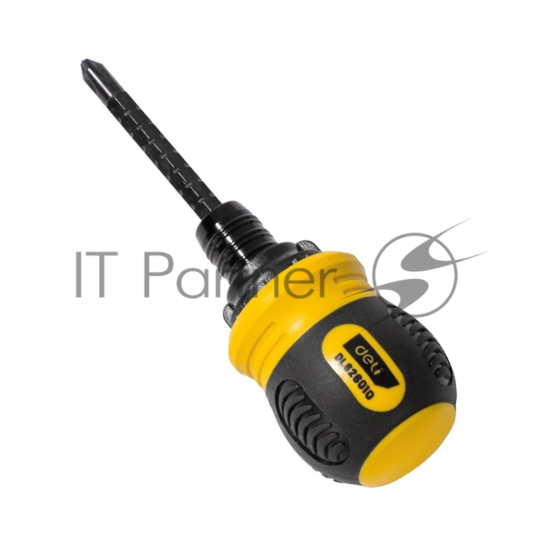 Двухсторонняя отвертка с трещеткой Deli DL626010 PH2+SL6x85мм 6/PH2x85мм. Материал биты: Cr-V. Общая длина: 95-140 мм. Диаметр хвостовика: 6,3 мм.