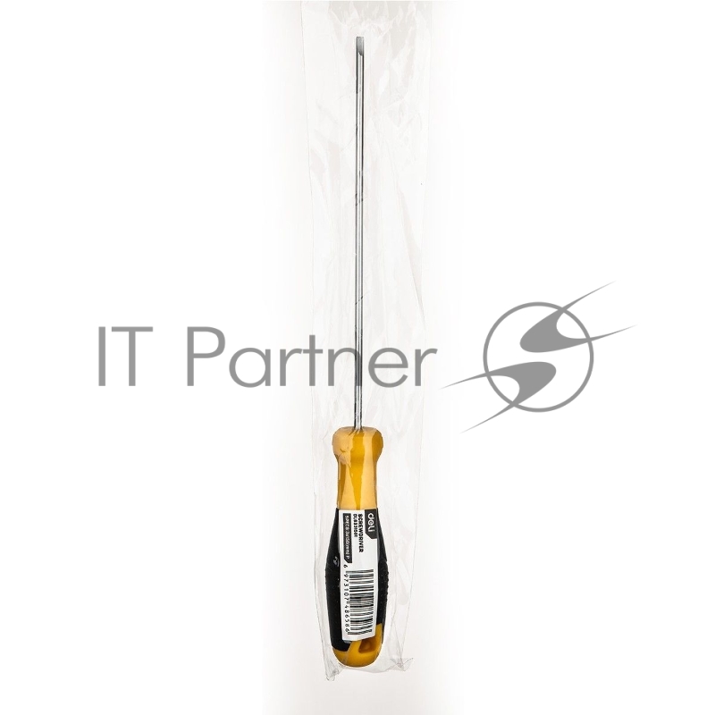 Шлицевая отвертка Deli DL6331501 3х150мм Материал: CR-V. Двухкомпонентная ручка. Хромированная.