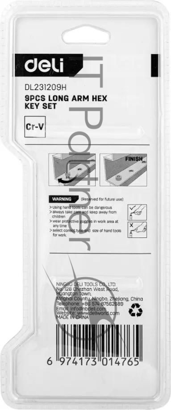 Набор шестигранных ключей Deli DL231209H Материал: CR-V. Спецификация: 1,5,2,2,5,3,4,5,6,8,10мм.