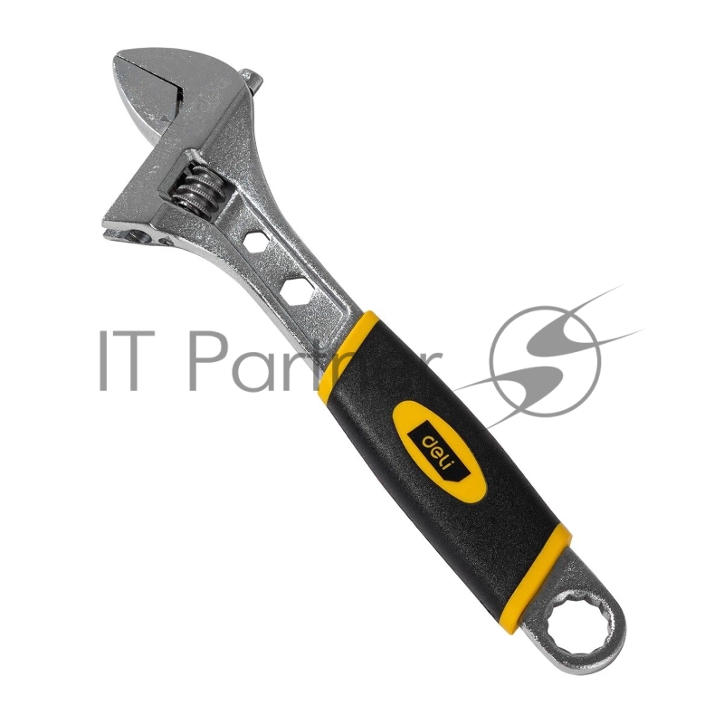 Разводной ключ Deli DL30110 10 Длина 250 мм. Высокоуглеродистая сталь + TPR (обрезиненная ручка). Максимальный размер отверстия: 33 мм.