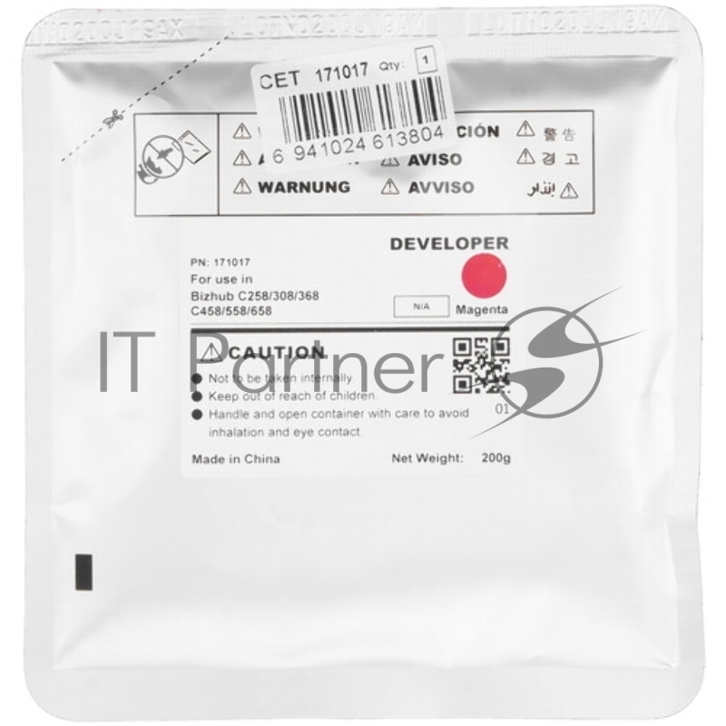 Девелопер для KONICA MINOLTA Bizhub 308/368/C258/C308/C368 (CET) Black, 200г, 600000 стр., CET171015