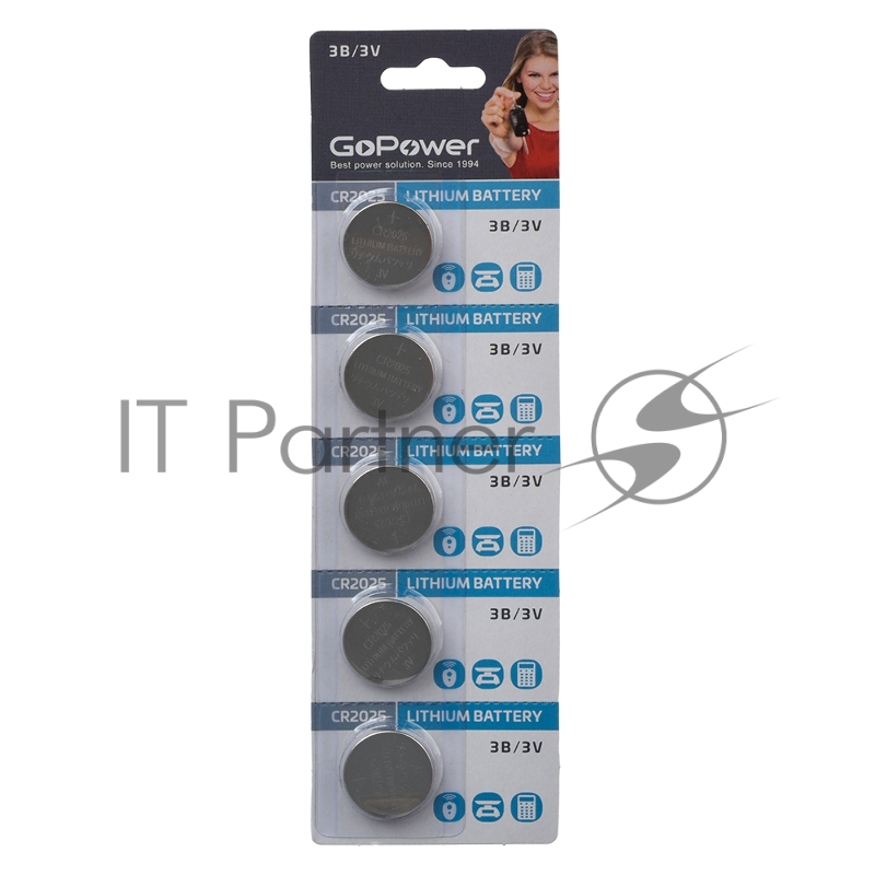 Батарейка GoPower CR2025 BL5 Lithium 3V (5/100/2000) блистер (5 шт.)