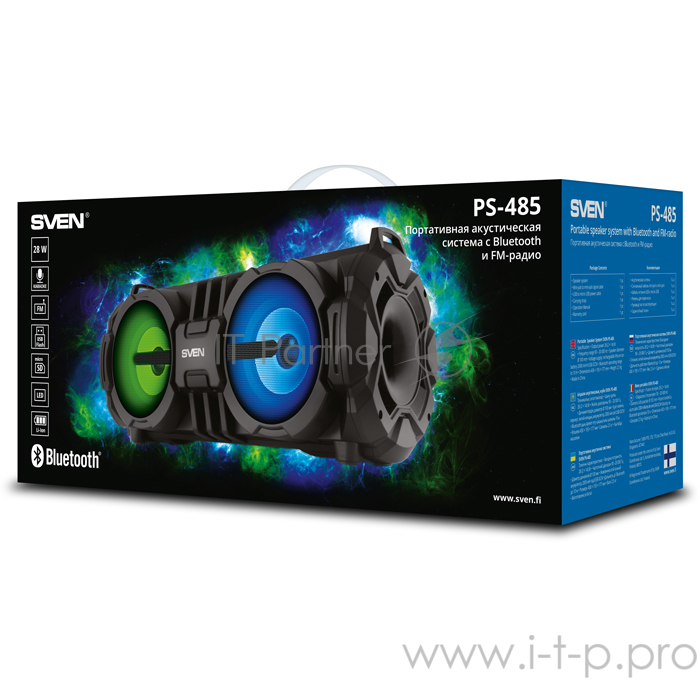 Колонки SVEN PS-485, черный (28 Вт, Bluetooth, FM, USB, microSD,