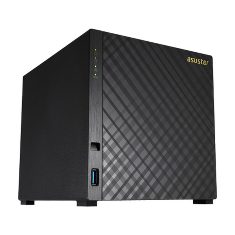Дисковый массив Asustor AS3204T Сетевое хранилище 4 bay, Tower, 2GB DDR3L, Intel Celeron Quad-Core, 2GB DDR3L, GbE x1, USB 3.0, WoL, System Sleep Mode, AES-NI hardware encryption
