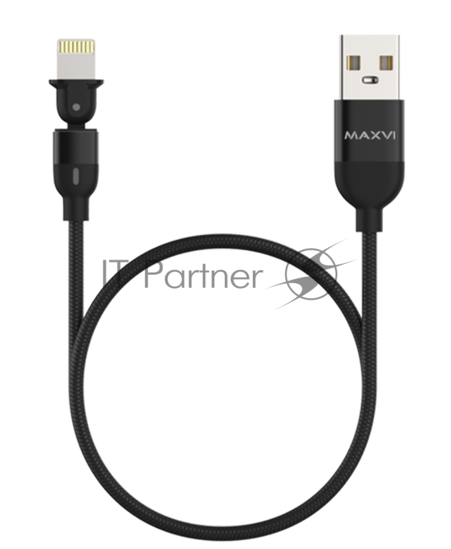 Кабель Maxvi MC-19L black, USB-A - Lightning, 2.4A, LED Описание: ток макс. нагрузки 2.4А, макс. напряжение 5V стандарт USB 2.0 длина кабеля 1.5м, нейлоновая оплетка , металлические корпуса разъемов,LED подсветка, цвет: черный