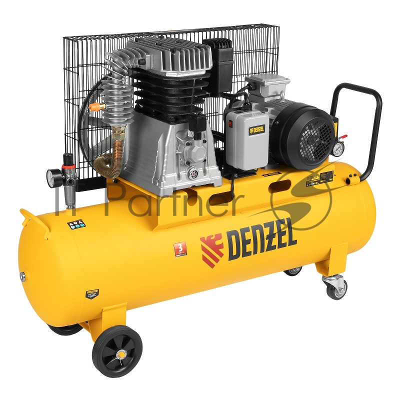 Компрессор воздушный рем. привод BCI4000-T/100, 4,0 кВт, 100 литров, 690 л/мин// Denzel