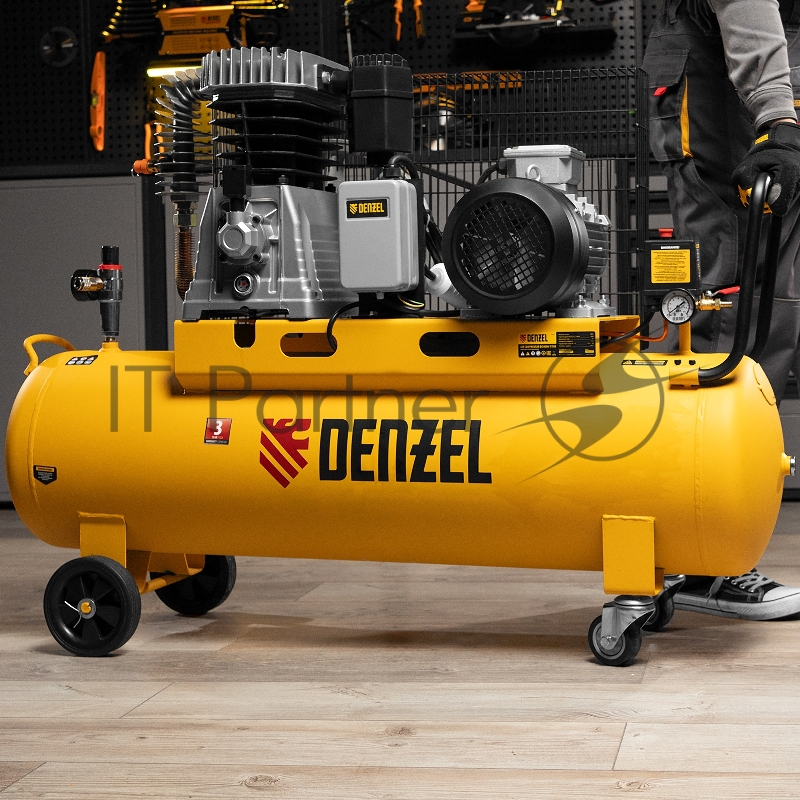 Компрессор воздушный рем. привод BCI4000-T/100, 4,0 кВт, 100 литров, 690 л/мин// Denzel