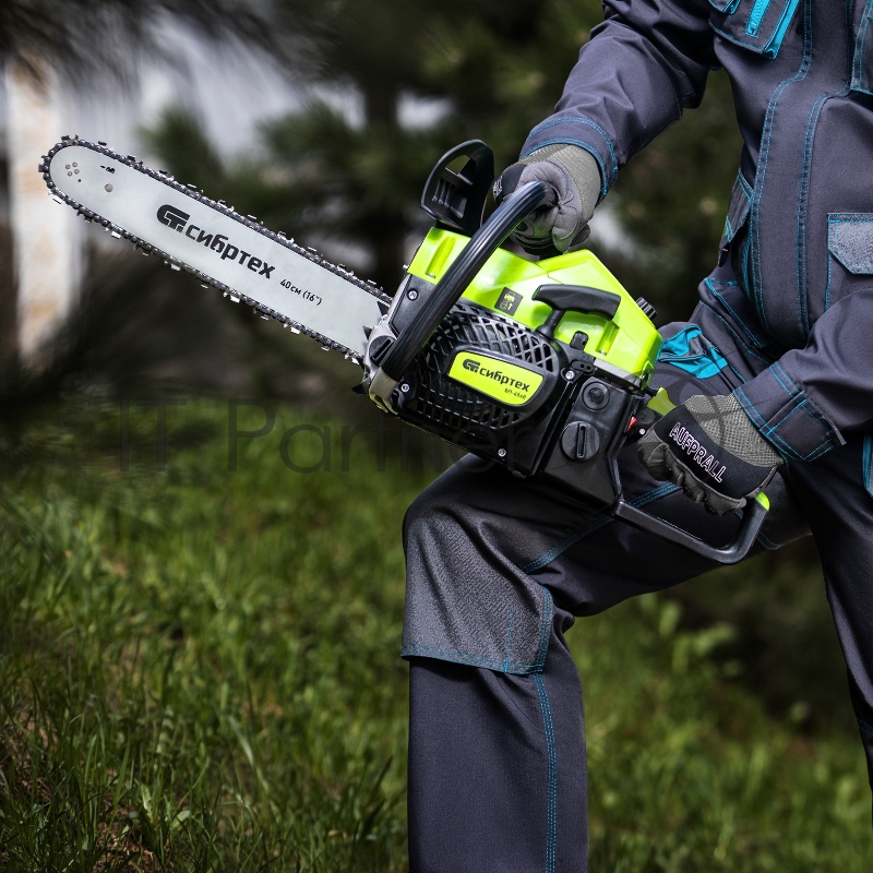 Пила цепная бензиновая БП-4540, 45 см3, шина 40 см, шаг 0,325, паз 1,5 мм, 64 зв// Сибртех