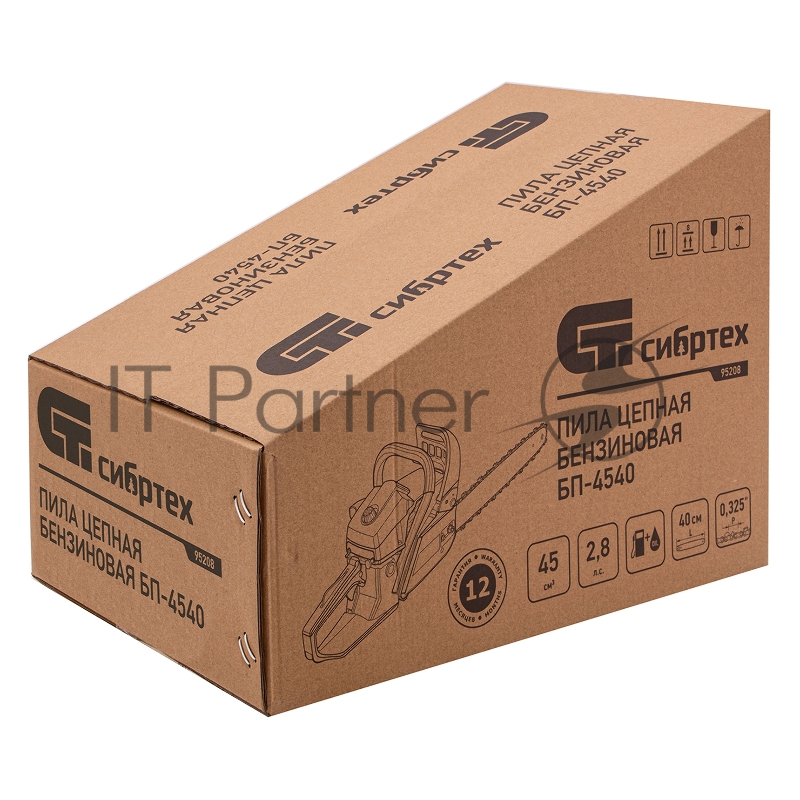 Пила цепная бензиновая БП-4540, 45 см3, шина 40 см, шаг 0,325, паз 1,5 мм, 64 зв// Сибртех
