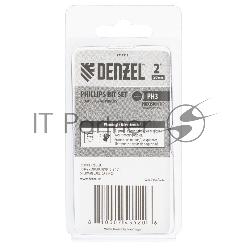 Набор бит, PH3x2, 5 шт.// Denzel