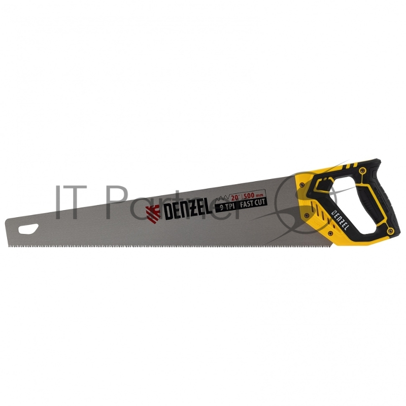 Ножовка по дереву, 500 мм, 9 TPI, зуб 3D, двухкомпонентная рукоятка// Denzel