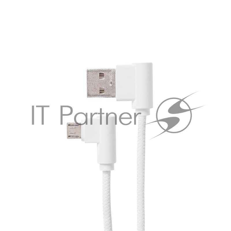 USB кабель microUSB, шнур «soft touch» 1 м, белый (угловые разьемы)