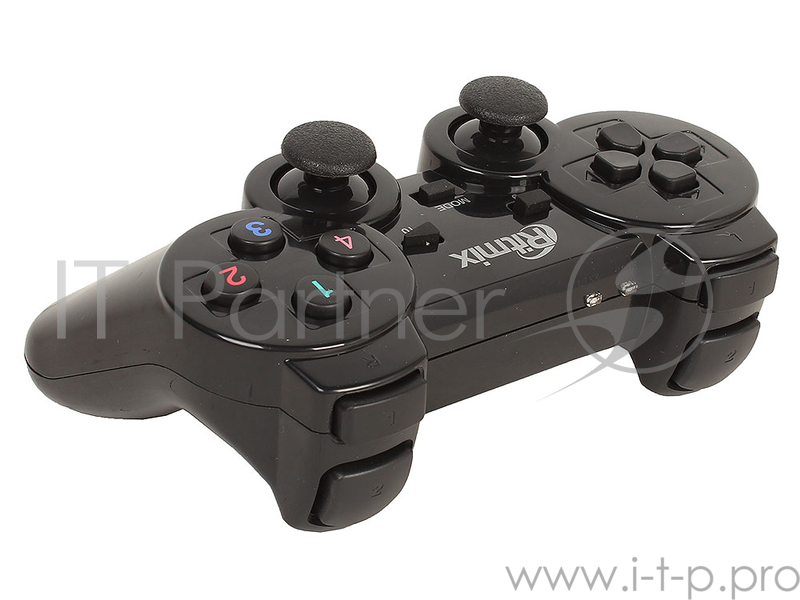 Геймпад RITMIX GP-020WPS Black беспроводной 2,4 Ггц, для ПК/PS3, USB+PS коннектор, 2 вибромотора, 1