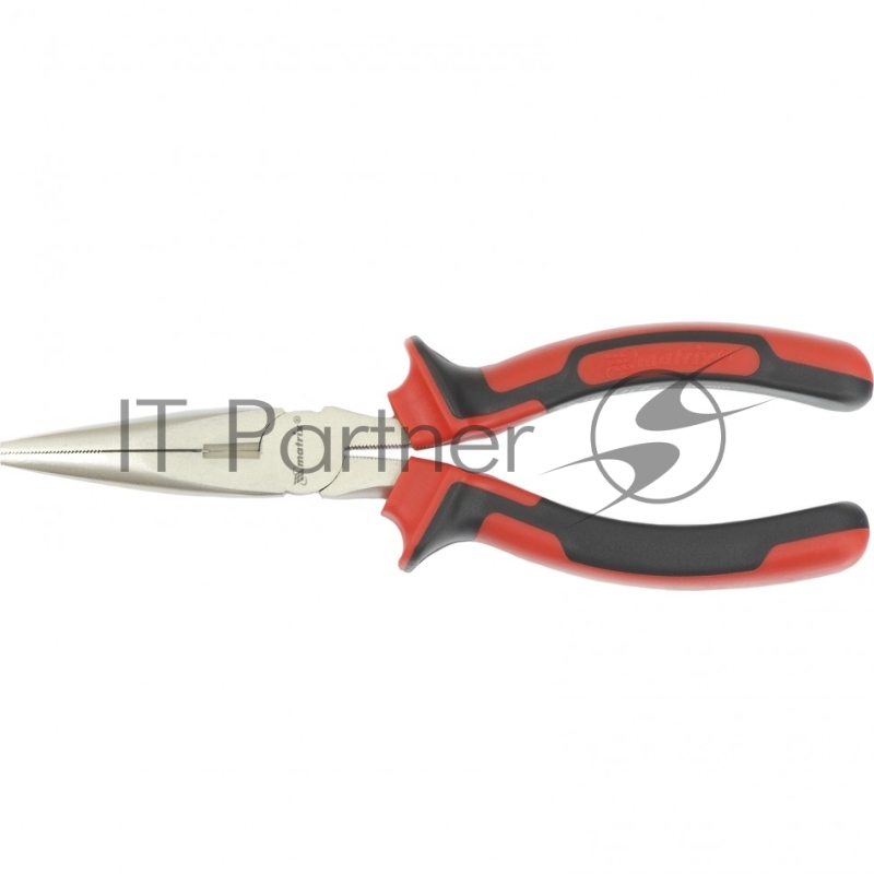 Длинногубцы NICKEL, 180 мм, прямые никелированные, двухкомпонентные рукоятки// Matrix