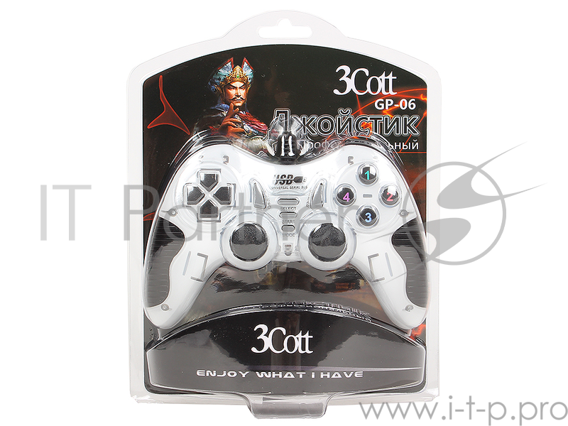 Геймпад 3Cott Single GP-06,14 кнопок, 2 вибро мотора, USB,белый