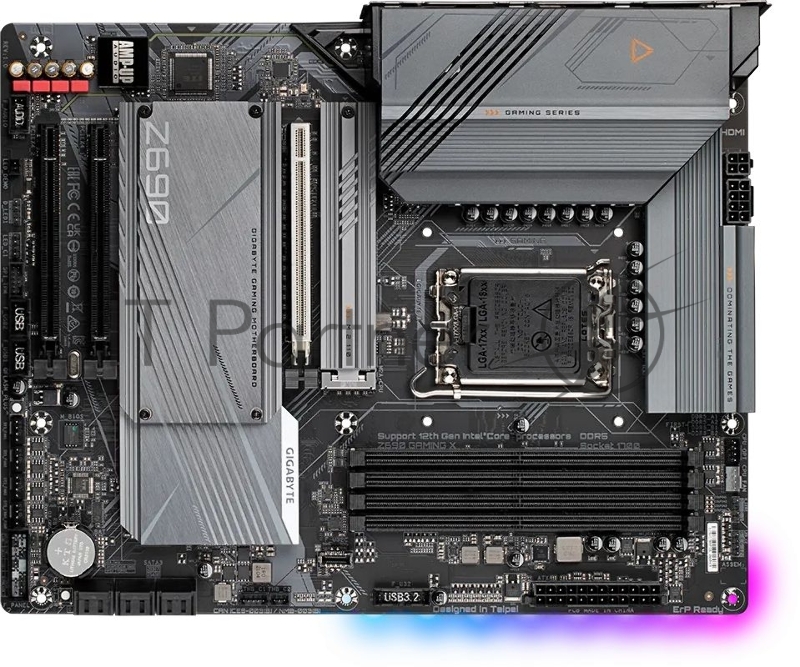 Материнская плата Gigabyte Z690 GAMING X, Socket 1700, Intel®Z690, 4xDDR5-4800, HDMI+DP, 3xPCI-Ex16, 6xSATA3(RAID 0/1/5/10), 4xM.2, 8Ch Audio, 2,5GbLan, (4+4)xUSB2.0, (5+2)xUSB3.2, (1+1)xUSB3.2 Type-C™, ATX, RTL