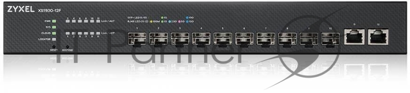 Гибридный мультигигабитный Smart L2+ коммутатор Zyxel NebulaFlex XS1930-12F, rack 19, 10xSFP+, 2xRJ-45: 1/2,5/5/10G, автономное/облачное управление