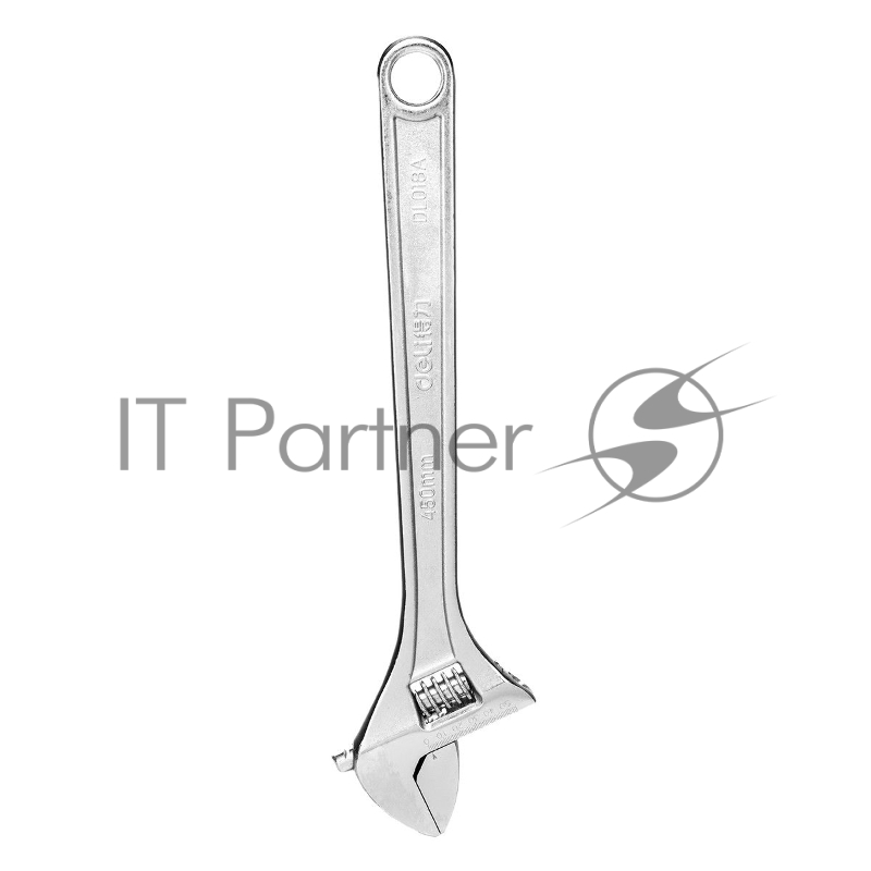 Разводной ключ Deli DL018A 18 Длина: 450 мм. Регулируемый размер зажима: 0-55 мм. Кованая специальная инструментальная сталь. Хромированная отделка.