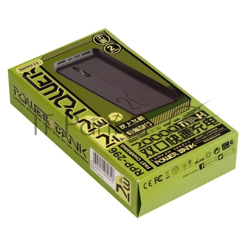 Внешний аккумулятор REMAX RPP-296 Landon Power Bank, 2.1A, (20000mAh), синий