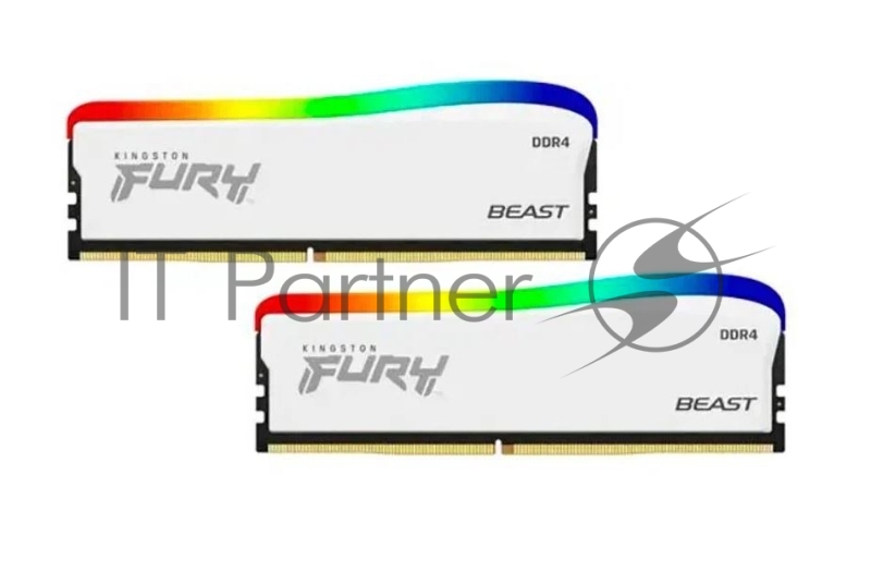 Модуль памяти DDR 4 DIMM 32Gb PC25600, 3200Mhz, Kingston FURY Beast White RGB SE (Kit of 2), CL16 (KF432C16BWAK2/32) (retail)