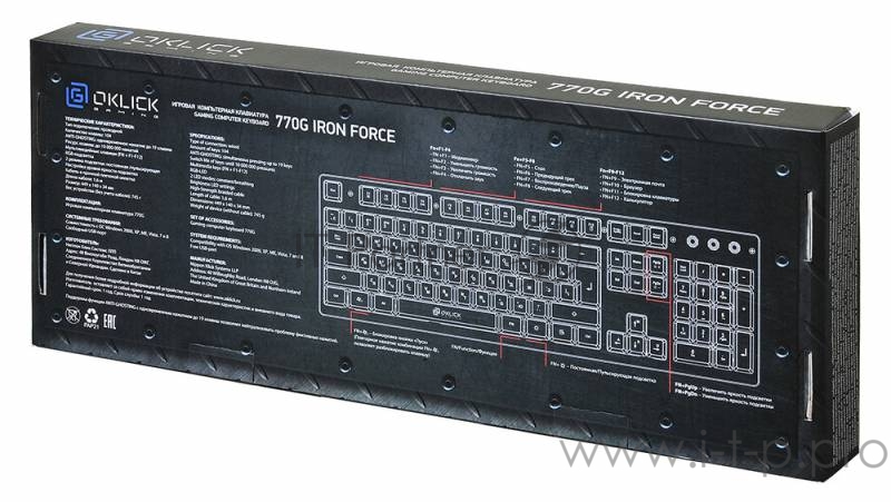 Клавиатура Oklick 770G серый/черный USB LED